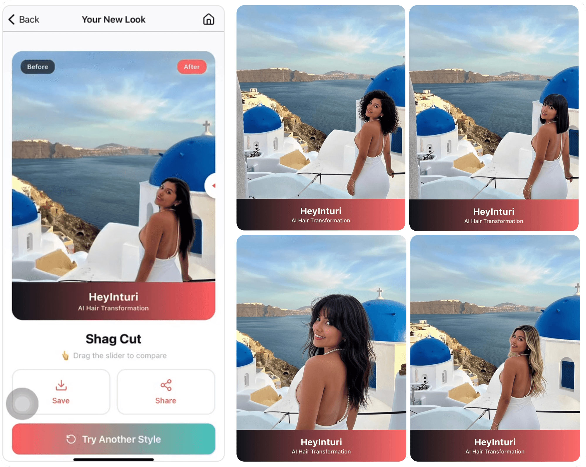 Client view of the HeyInturi AR hairstyle try-on app